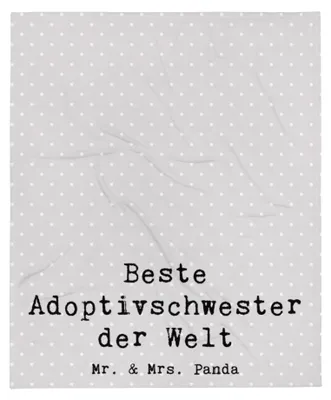 Produktbild von Mr. & Mrs. Panda Wohndecke Pinguin Beste Adoptivschwester der Welt - Grau Pastell - Geschenk, Tochter, Kleinigkeit, Familie, Schwester, Kuscheldecke, Bettdecke, Decke
