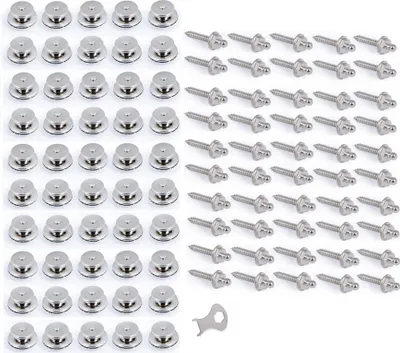 Produktbild von TENAX®-Set – Edelstahl Schraube Ø 3,4 mm 16mm & Oberteil bis 2mm Plane, 1 Schlüssel, für Persenning Boot & Wohnmobil Größe: 50er Set