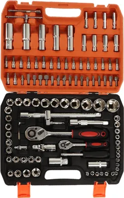 Image de 108 Pieces Mechanical Repair Tools Impact Socket Assortment Kit Ratchet and Hex Wrenches Screwdriver Bits