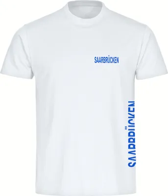 Produktbild von multifanshop Kinder T-Shirt - Saarbrücken - Brust & Seite, weiß, Größe 152