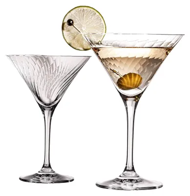 Produktbild von Set von 2 Martini Gläsern, geriffeltes Cocktailglas 215ml aus Crystalline Glas, spülmaschinenfest