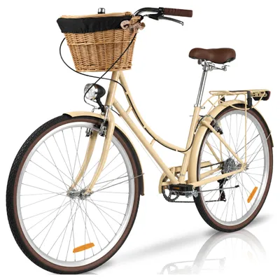 Produktbild von 28 Zoll Damenfahhrad Citybike AVILO Creamy Shimano 6 Gang Fahrrad mit Korb Gepäckträger LED vorne hinten Tiefeinstieg Komfortsattel