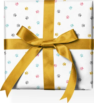 Produktbild von Lustiges Tier Geschenkpapier mit Hunde, Katzen Pfoten, weiß - G23022, 32 x 48cm