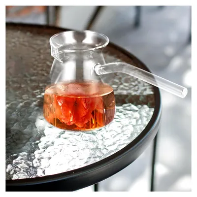 Produktbild von Temperaturbeständige Teekanne 450ml aus hitzebeständigem Glas mit transparentem Griff für Tee und Heißgetränke, ideal für Zuhause und unterwegs