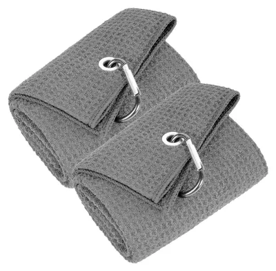 Imagen del producto de Toallas de microfibra para golf, 30 x 50 cm, paquete de 2, con mosquetón para sujetarlas al bolso de golf