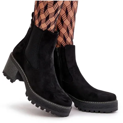 Produktbild von Damen Gefütterte Stiefeletten Mit Absatz Öko Wildleder Schwarz Irissinae 40