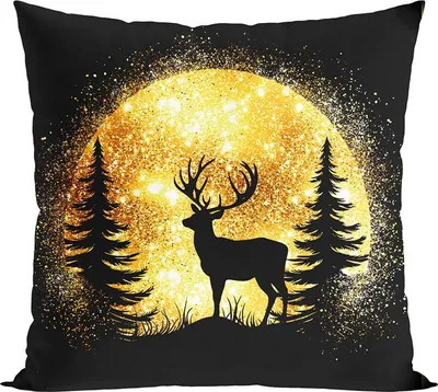 Image de MARKIZETA Taie d'oreiller de Noël 40x40 Brocart cerf noir PBN286/POP/005/040040/1
