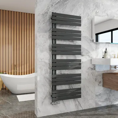 Produktbild von Duschparadies Design Badheizkörper Heizkörper 1599x600mm Flach Paneel Seitenanschlusss für Warmwasserbetrieb Anthrazit 1028W