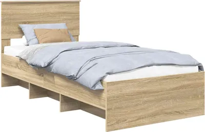 Zdjęcie produktu dla vidaXL Rama łóżka z wezgłowiem dąb sonoma 80 x 200 cm materiał drewnopochodny