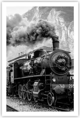 Produktbild von Poster - Poster ohne Rahmen - Zug Schwarzweiß Rauch - 61x91,5 cm - Wand Bild - Wanddeko - Wandbilder - Kunstposter - Wandposter - Bilder - Kunstdruck - Wanddekoration - Wandbild - P2XPA61x91-4315