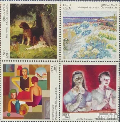 Produktbild von Briefmarken Estland 2018 Mi 936-939 Viererblock (kompl.Ausg.) postfrisch Gemälde