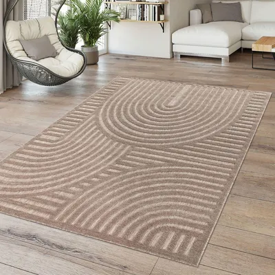 Produktbild von TT Home In-& Outdoor Teppich Wetterfest Balkon Küche Wohnzimmerteppich Boho Design 3D Design Skandi Modern Unifarben Größe 80x150 cm