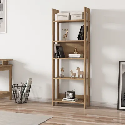 Obrázok produktu pre Skye Decor, kvalitná knižná polica, buk, 64 x 180 x 30 cm | 100% melamínová drevovláknitá doska, hrúbka 18 mm | Možnosť montáže na stenu, množstvo políc, rustikálny dizajn.