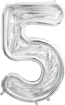 Produktbild von Formzahl "5" für Latexballons, 126cm, silber glänzend