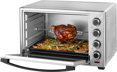 Obrázok produktu pre ECG ET 20482 Nerez | Elektrická rúra | Vnútorný objem 48 l | Otočný gril | Dvojité sklo | Plynulá regulácia teploty | 100 až 230 °C | 2000 W |