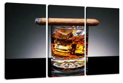 Produktbild von 1004 Whiskey und Zigarre Leinwandbild 3-teilig 160x90 cm