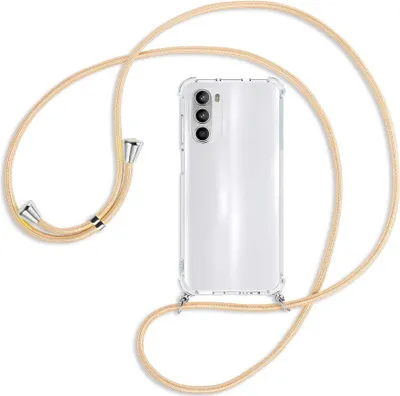 Produktbild von Handykette Backcover-Schutzhülle mit Band (Metall silberfarben) für Motorola Moto G52 / G82 - Goldkordel