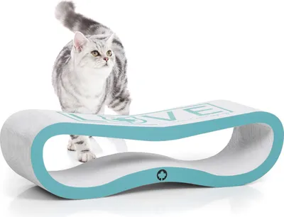 Produktbild von Designer Kratzpappe für Katzen türkis/weiß