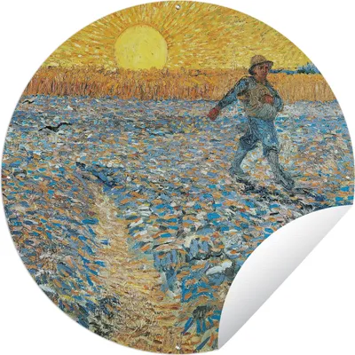 Produktbild von MuchoWow® Gartenposter Outdoor-Poster Rund Der Sämann - Gemälde von Vincent van Gogh Ø 150 cm Gartendeko Rundes Poster draußen