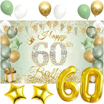 60. Geburtstag Ballon-Set grün gold 1 Stück