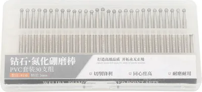 Produktbild von 30 Stück Diamantschleifköpfe, 3 mm, rund, elektrische Schleifmaschine, Schnitzwerkzeuge für die Gravur mit Elektrowerkzeugen