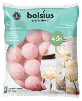 Zdjęcie produktu dla Świece pływające Bolsius - różowe - 20 sztuk - średnica 45 mm - czas palenia: 4 godziny