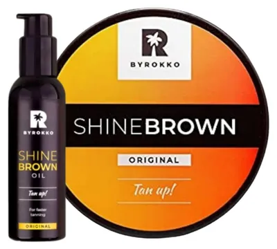 Productafbeelding van Byrokko Shine Brown bruiningsversnellende crème + Shine Brown Oil bruiningsolie 150 ml Bruiningsset