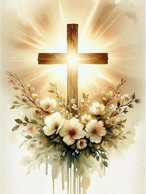 Produktbild von Diamond Painting Jesus Kreuz, 30 x 40 cm, mit Blumen, für Wohnzimmer