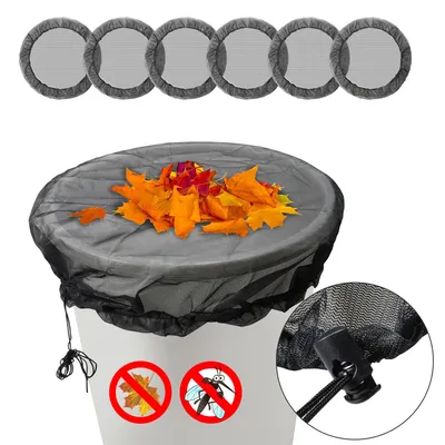 Image de Filet pour tonneau de pluie 6x Couverture pour tonneau de pluie rond - Filet pour tonneau de pluie avec cordon de serrage 95 cm Filet pour tonneau de pluie