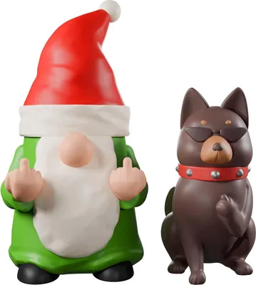 Produktbild von Lustiges Gartenzwergornament mit Mittelfinger - Garten- und Weihnachtsdekoration für draußen