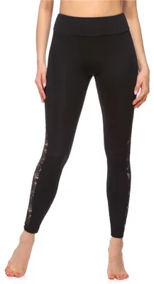 Produktbild von Merry Style Damen Lange Leggings mit Spitze MS10-309(Schwarz,XS)