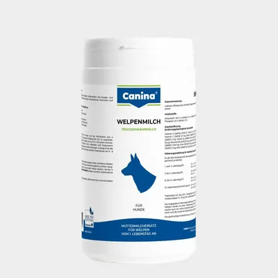 Produktbild von Canina Welpenmilch, Hund, Puder, Allgemeiner Gesundheitszustand, Welpe, Vitamin A, Vitamin B1, Vitamin B12, Vitamin B2, Vitamin B6, Vitamin B9 (Folsäure), Vitamin C,..., Kalzium, Jod, Eisen