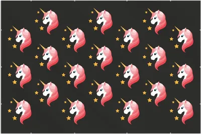 Produktbild von Wallario Wandbild Einhorn Muster - Süße rosa Einhörner mit Sternen, Größe: 61 x 91,5 cm, Poster mit rahmenlosen Bildhalter