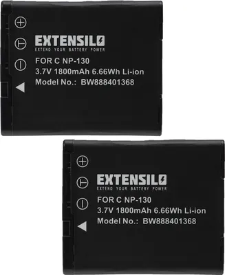 Produktbild von EXTENSILO 2x Akku Ersatz für Casio NP-130, NP-130A für Kamera (1800 mAh, 3,7 V, Li-Ion)