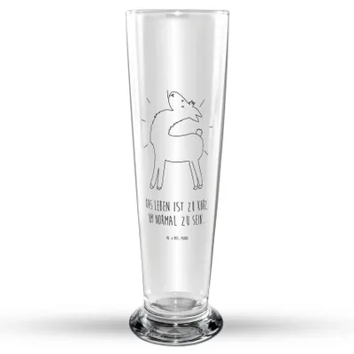 Produktbild von Mr. & Mrs. Panda Bierglas Lama Stolz - Transparent - Geschenk, Mr Mrs Weizenglas, Familie, Weizen Glas, Weißbierglas, Family, Weizenbier, Lamas, Anders, Bier