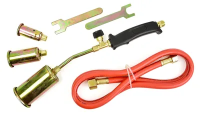 Obrázok produktu pre Plynový horák na ohrev a opaľovanie, s hadicou 1,5m, s 3 tryskami 25, 35 a 50mm, Geko
