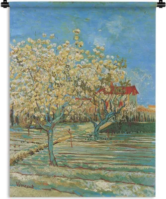 Produktbild von MuchoWow® Wandteppich Wandbehang Blühender Obstgarten - Vincent van Gogh 90x120 cm Tapisserie Dekoration Wandtuch - Wanddeko