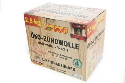 Produktbild von Favorit Öko - Zündwolle 2,5 kg in verschließbarer Faltschachtel aus Naturholz