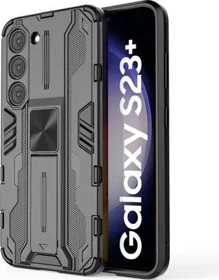 Produktbild von Galaxy S23+ Hülle, Dual Layer PC TPU Bumper Stoßfest Ständer Schutzhülle für Samsung Galaxy S23+ Schwarz