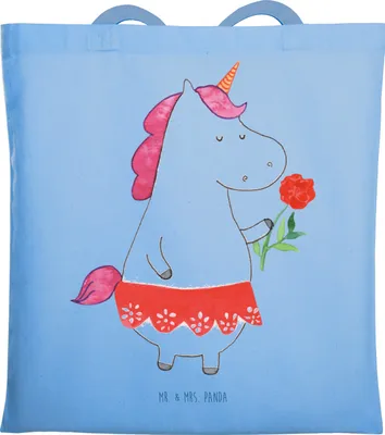 Produktbild von Mr. & Mrs. Panda totebag Einhorn Dame - Sky Blue - Geschenk, Tote Bag, Beutel, Freundin, Frau, Jutetasche, Trennung, Jutebeutel, Bachelorette, Unicorn, Einhörner, Tasche