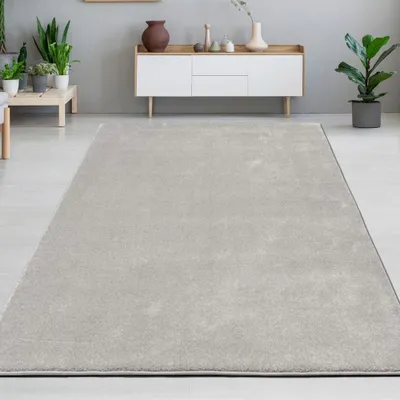 Obrázek produktu pro Koberec stříbrný moderní hladký elegantní nadčasový stylový rozměr - 160 x 230 cm