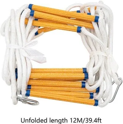 Productafbeelding van Touwladder 12 M Wit - 200 Kg Draagvermogen - Hars En Mangaanstaal - Veiligheid En Outdoor - Klimladder