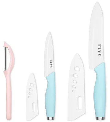 Imagen del producto de Juego de 2 cuchillos de cerámica: cuchillo de cocina de 15,5 cm y cuchillo para frutas de 10,7 cm