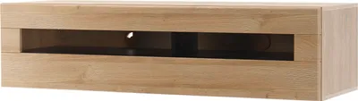 Produktbild von LIVOJO M14 Wohnzimmer Lowboard hängend breit 140 x 35 x 48 cm Schwarz Hochglanz & Grandson Oak hell