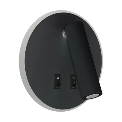 Immagine prodotto di Faretto da parete in alluminio LED regolabile nero rotondo luce bianca calda 3000 K 730 lm lampada spot da parete