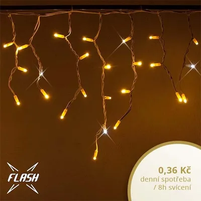 Obrázok produktu pre LED svetelné stalaktity, FLASH, 3x0,5 m, teplá biela, 114 diód, IP67