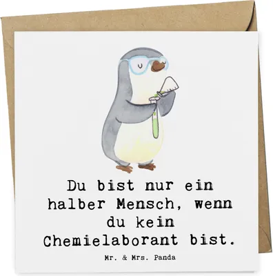 Produktbild von Mr. & Mrs. Panda Klappkarte Chemielaborant Herz - Weiß - Geschenk, doppelkarte, Wissenschaftler, Labor, Beruf, faltkarte, anlasskarte, Spruch, Grußkarte, Glückwunschkarte