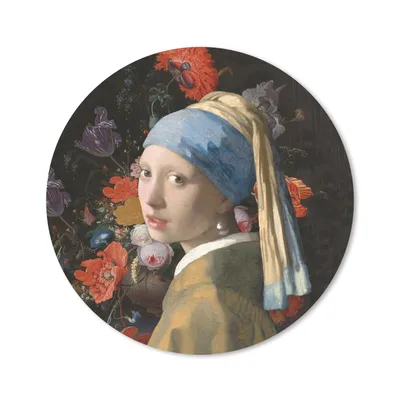 Produktbild von MuchoWow® Mauspad Mousepad Das Mädchen mit dem Perlenohrring - Vermeer - Blumen 20x20 cm - Mousepads - Maus Mat - Pad - Mausunterlage - Schreibtischmatte