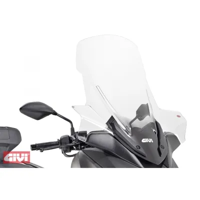 Imagen del producto de Deflector de viento Givi, modelo D2136STG, transparente, de 555 mm x 640 mm, compatible con Yamaha X-Max 300 (modelos de 2017 a 2021), X-Max 125/400 (modelos de 2018 a 2021)