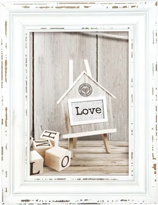 Produktbild von Holz-Fotorahmen Vintage Look, weiß, 20 x 30 cm, für Fotos und Kunstwerke